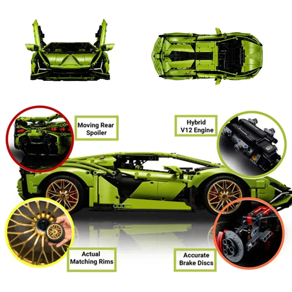 MOC NON  3696pcs Technical Lambo Sian Building Blocks Compatible 42115 MOC Bricks Model Project for Adults Sports Car toys