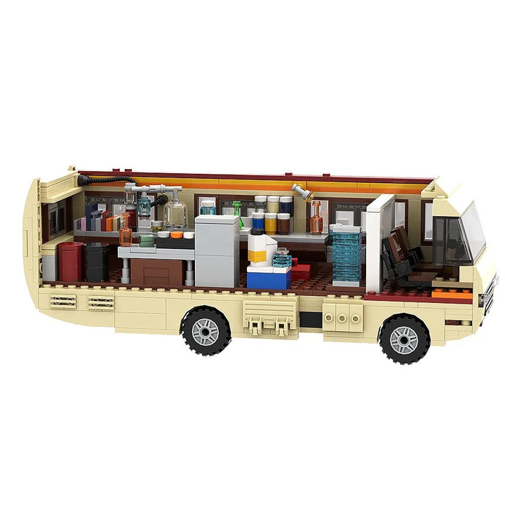 MOC NON LEGO MOC Gobricks New Breaking Bad Pinkman Cooking Lab RV Car Building Blocks Set Walter White Van Vehicle Toy For