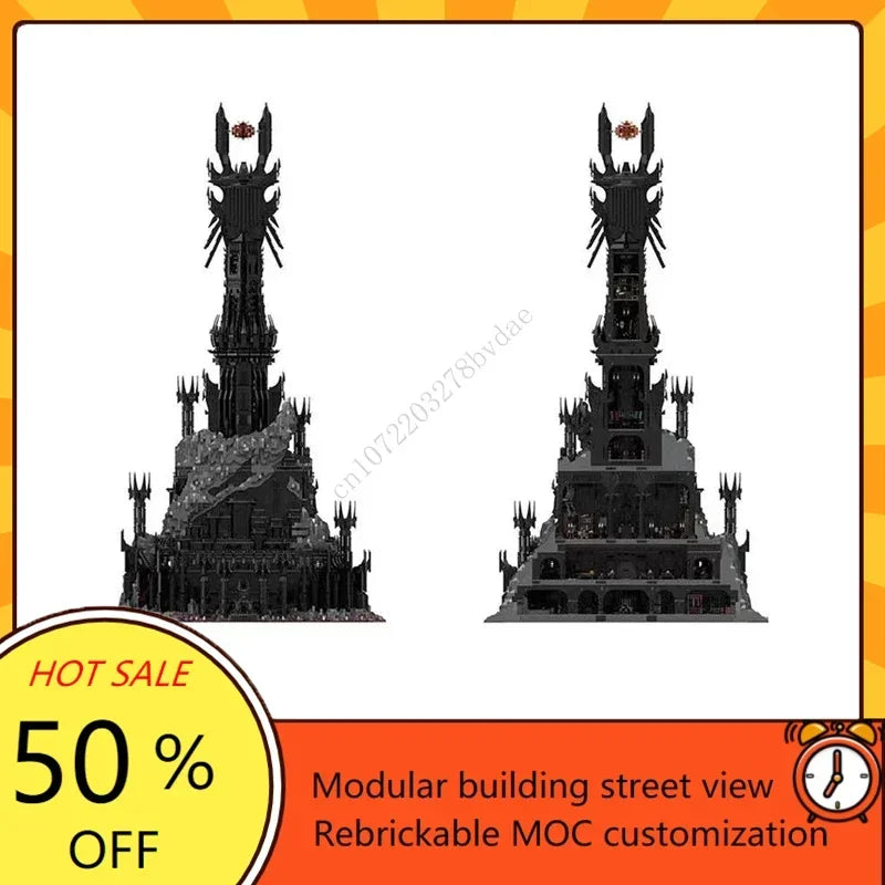 17693PCS Customized MOC Ring Movie Series Dark Magic Fortress Model Building Blocks Technology Bricks DIY Assembly Toys Gifts