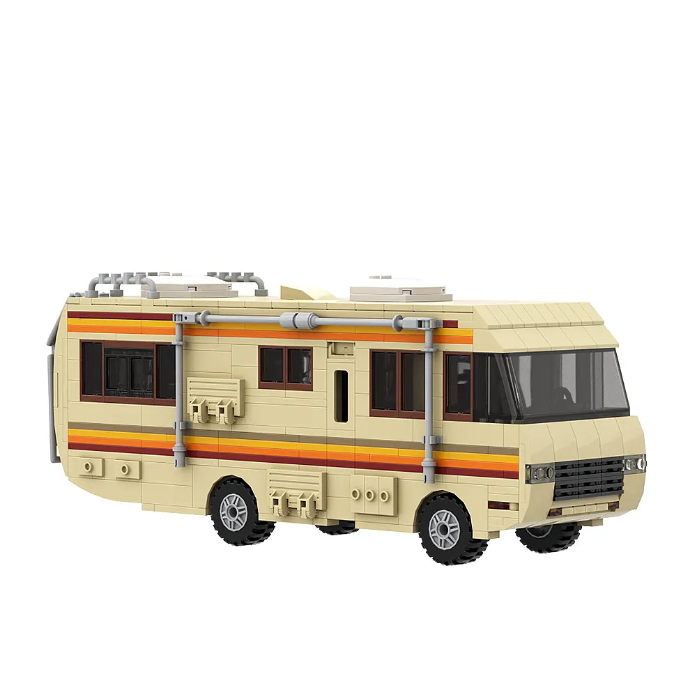 MOC NON LEGO MOC Gobricks New Breaking Bad Pinkman Cooking Lab RV Car Building Blocks Set Walter White Van Vehicle Toy For