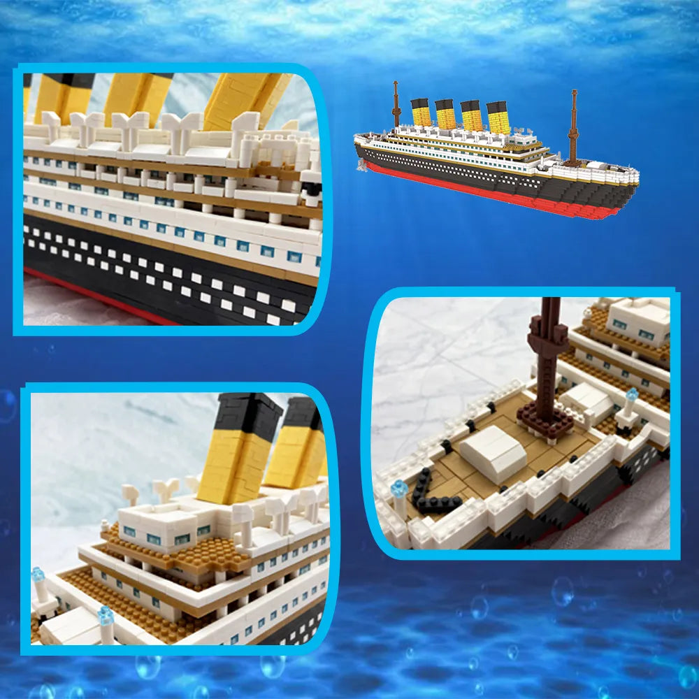 MOC NON LEGO  Titanic 3D Plastic Model Ship Building Blocks for Adults Micro Mini Bricks Toys Kits Assemble Cruise Boat Kids