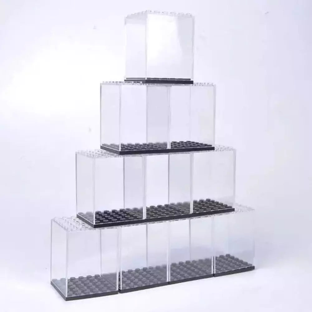 10 pcs / set Display Case / Dust-proof / Assembly Box Case Shop Window Base for lgoes Acrylic Blocks Display Plastic Cases Jurassic Bricks