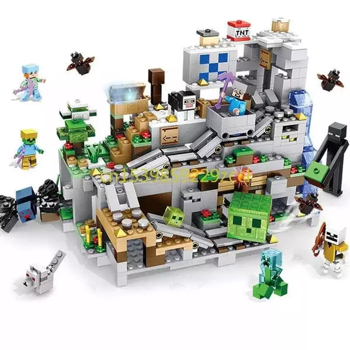 1000pcs my world Mountain cave Village building blocks chicken coop wolf nether hell portal Pig House Toys for christmas Gift Jurassic Bricks