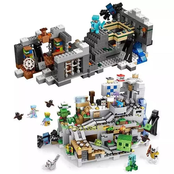 1000pcs my world Mountain cave Village building blocks chicken coop wolf nether hell portal Pig House Toys for christmas Gift Jurassic Bricks