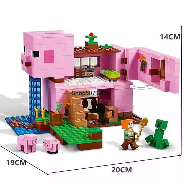 1000pcs my world Mountain cave Village building blocks chicken coop wolf nether hell portal Pig House Toys for christmas Gift Jurassic Bricks