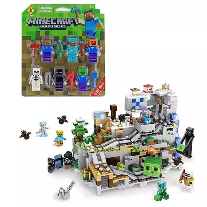 1000pcs my world Mountain cave Village building blocks chicken coop wolf nether hell portal Pig House Toys for christmas Gift Jurassic Bricks