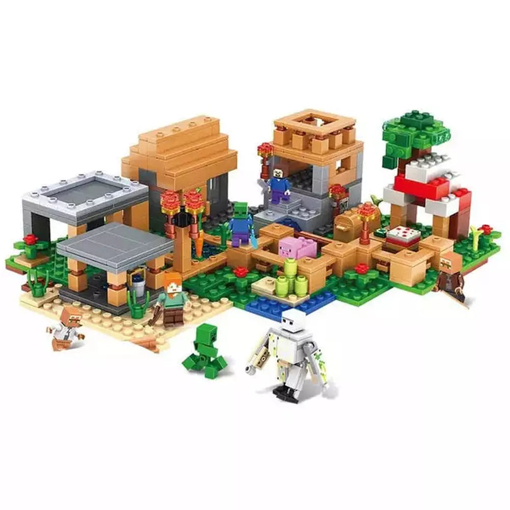 1000pcs my world Mountain cave Village building blocks chicken coop wolf nether hell portal Pig House Toys for christmas Gift Jurassic Bricks