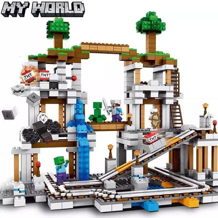 1000pcs my world Mountain cave Village building blocks chicken coop wolf nether hell portal Pig House Toys for christmas Gift Jurassic Bricks