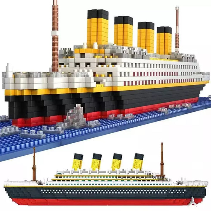 1040+pcs Titanic 3D Cruise Ship Boat Model Building Kits Big DIY Diamond Blocks Micro Bricks Educational Toy Movie Jurassic Bricks