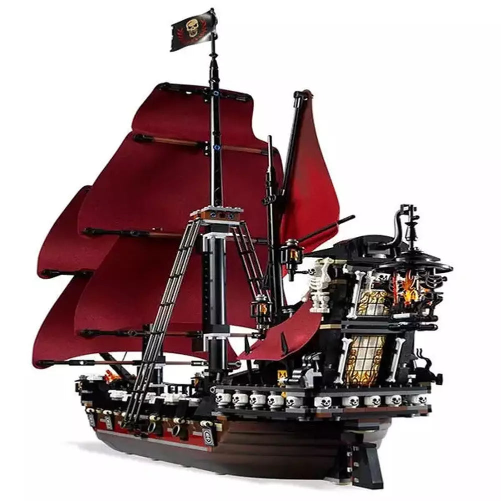 MOC NON LEGO 1151pcs Pirates of the Caribbean Queen Anne's Revenge Large Sails Ship Captain 16009 Building Block Toy Compatible With Model