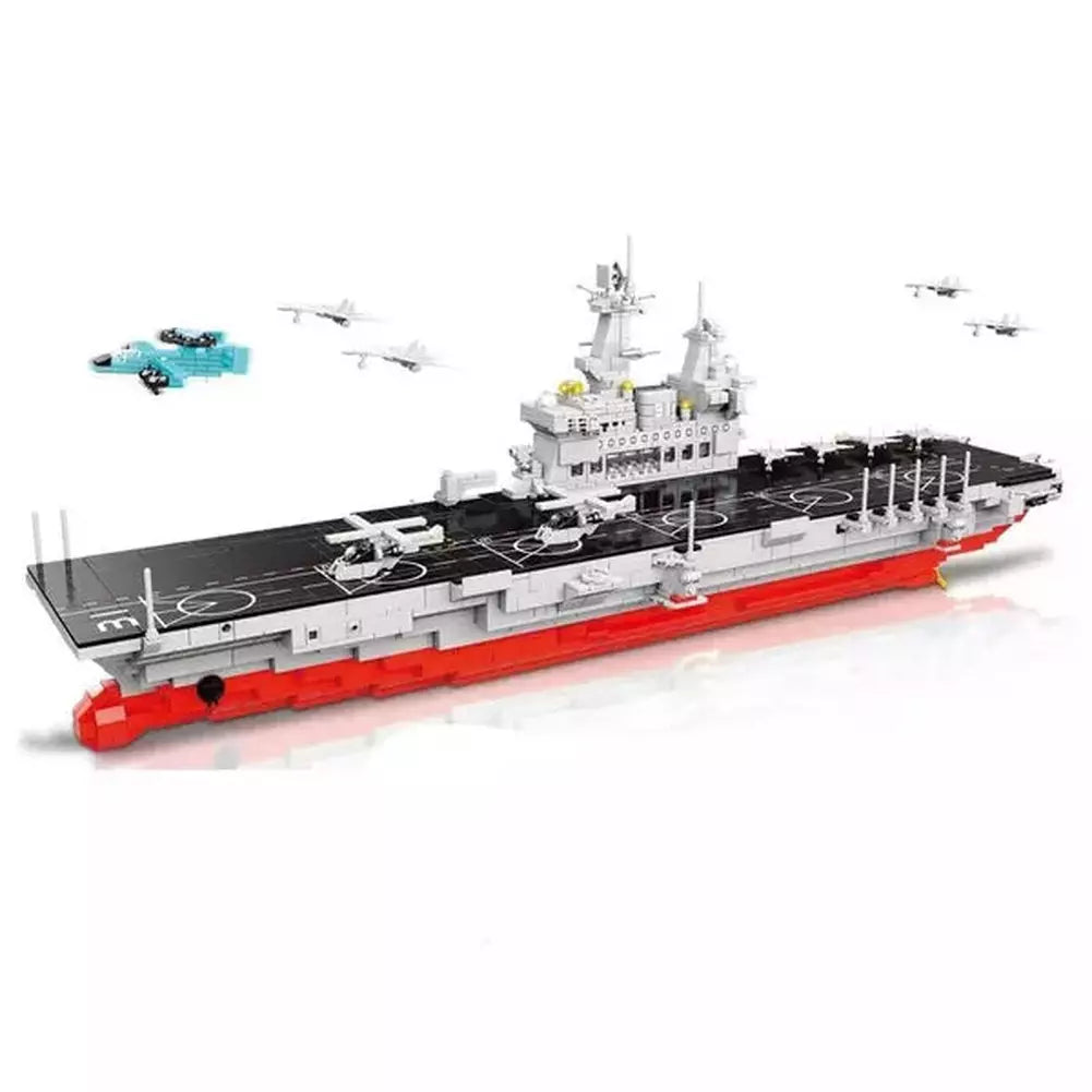 1251 Pcs Military WW2 Battle Ship Building Blocks Boat Aircraft Carrier Figures Bricks Toys For Children Boys Gifts Jurassic Bricks