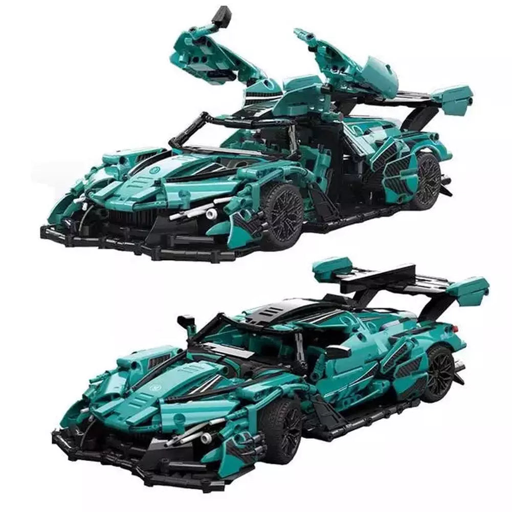 1300pcs Technical 1:14 Tiffany Blue City Sports Car Building Blocks Model MOC Racing Bricks Assembling Boy Toy Birthday Gift Set Jurassic Bricks