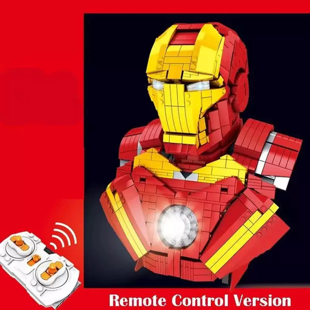 1383pcs+ Iron Man Busts Building Block Hero Bricks Toys Figure DIY 3D Model For Kids Collection Gifts Remote Control Version Jurassic Bricks