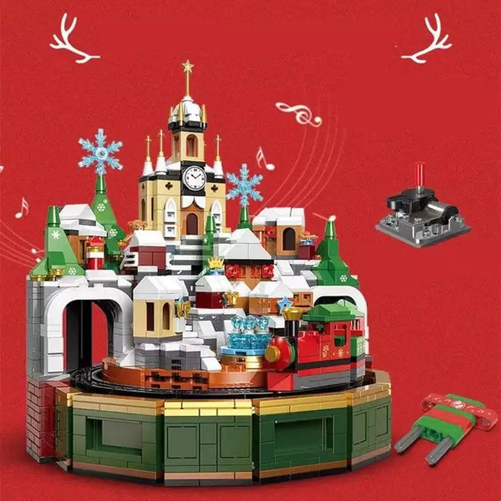 MOC NON LEGO 1455 Pcs City Christmas House House Building Blocks Friends Music Box Castle Train Santa Claus Tree Bricks toys Kids