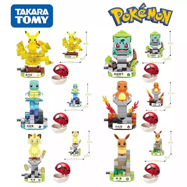 2022 New Anime Cartoon Pokemon Pikachu Bulbasaur Building Blocks Bricks Sets Movie Dolls Model Kids Toys For Children Gift Jurassic Bricks