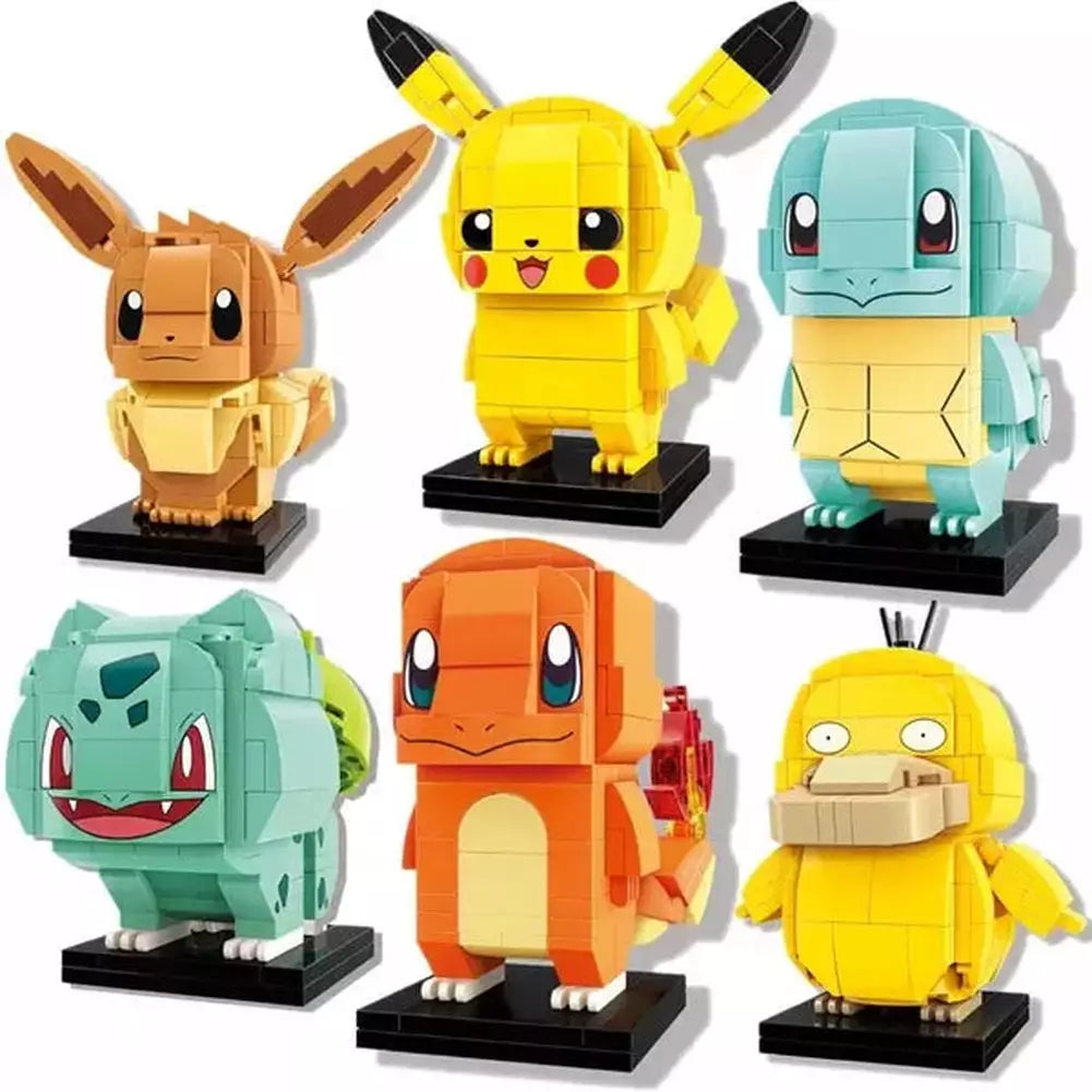 2022 New Anime Cartoon Pokemon Pikachu Bulbasaur Building Blocks Bricks Sets Movie Dolls Model Kids Toys For Children Gift Jurassic Bricks