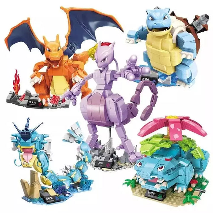 2022 New Anime Cartoon Pokemon Pikachu Bulbasaur Building Blocks Bricks Sets Movie Dolls Model Kids Toys For Children Gift Jurassic Bricks