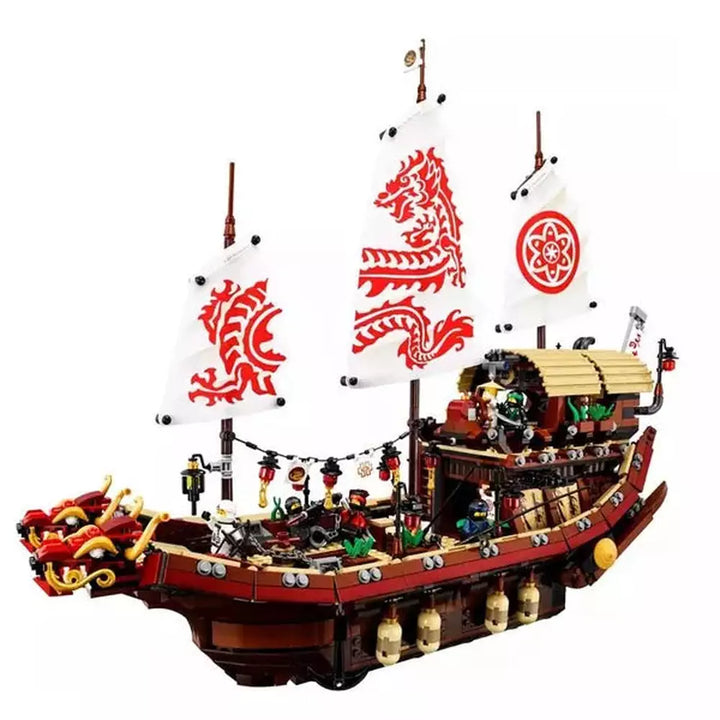 MOC NON LEGO 2363pcs Shinobi Destiny's Bounty 3 Modular Levels Wu’s Flying Ship Dragon 10723 Building Block Toys Compatible With Model