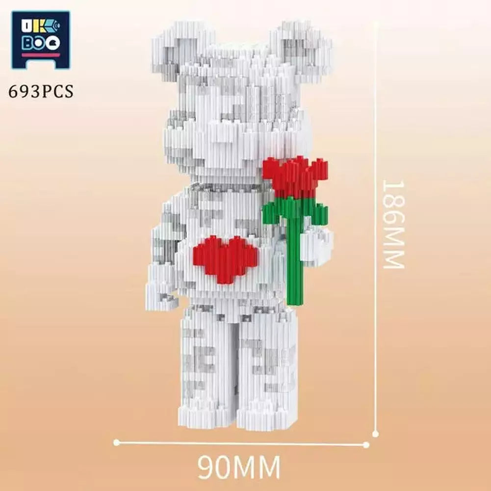 3470PCS Bearbrick Microparticles Love Bear Nano Building Blocks MOC Mini Animals Model Micro Diamond Bricks Toys For Children Jurassic Bricks