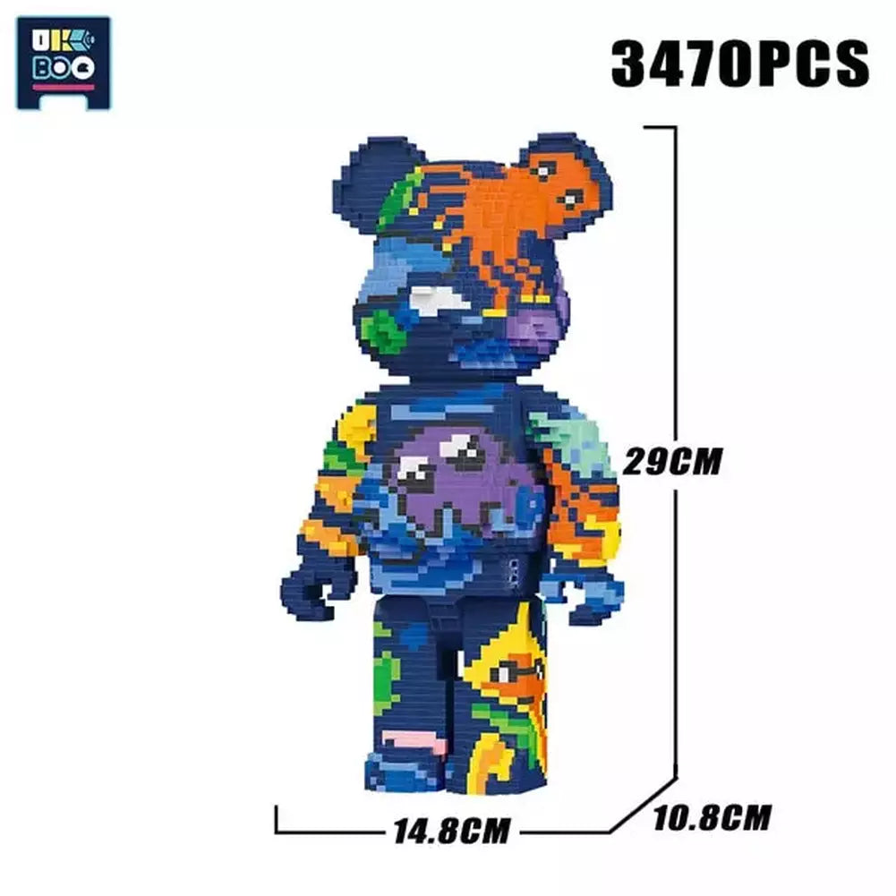 3470PCS Bearbrick Microparticles Love Bear Nano Building Blocks MOC Mini Animals Model Micro Diamond Bricks Toys For Children Jurassic Bricks