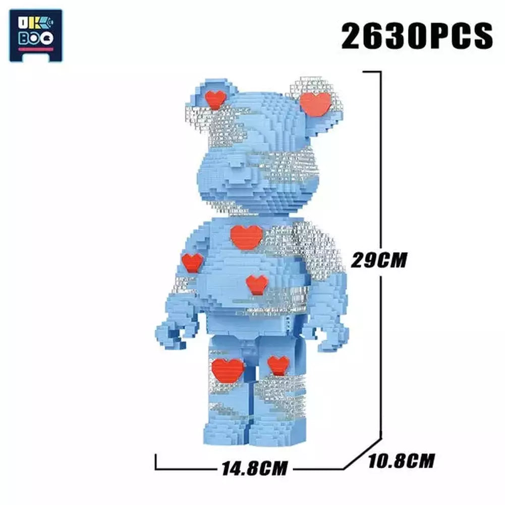 3470PCS Bearbrick Microparticles Love Bear Nano Building Blocks MOC Mini Animals Model Micro Diamond Bricks Toys For Children Jurassic Bricks