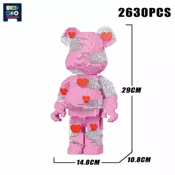 3470PCS Bearbrick Microparticles Love Bear Nano Building Blocks MOC Mini Animals Model Micro Diamond Bricks Toys For Children Jurassic Bricks