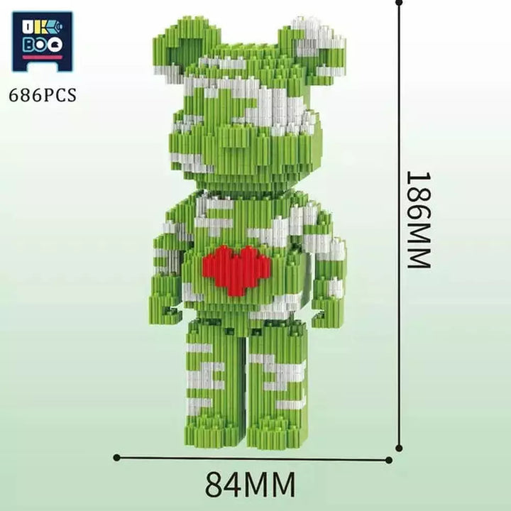 MOC NON LEGO 3470PCS Bearbrick MicroBricks Love Bear Nano Building Blocks MOC Mini Animals Model Micro Diamond Bricks toys