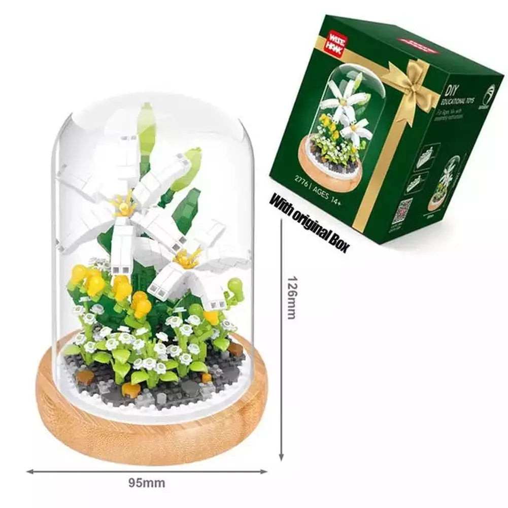 3D Micro Sunflower Flower Bouquet Bonsai Model Building Block MOC Creative Carnation Tulips Plant Potted Bricks Kids Toys Gifts K&B Brick Store