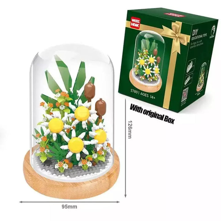 3D Micro Sunflower Flower Bouquet Bonsai Model Building Block MOC Creative Carnation Tulips Plant Potted Bricks Kids Toys Gifts K&B Brick Store