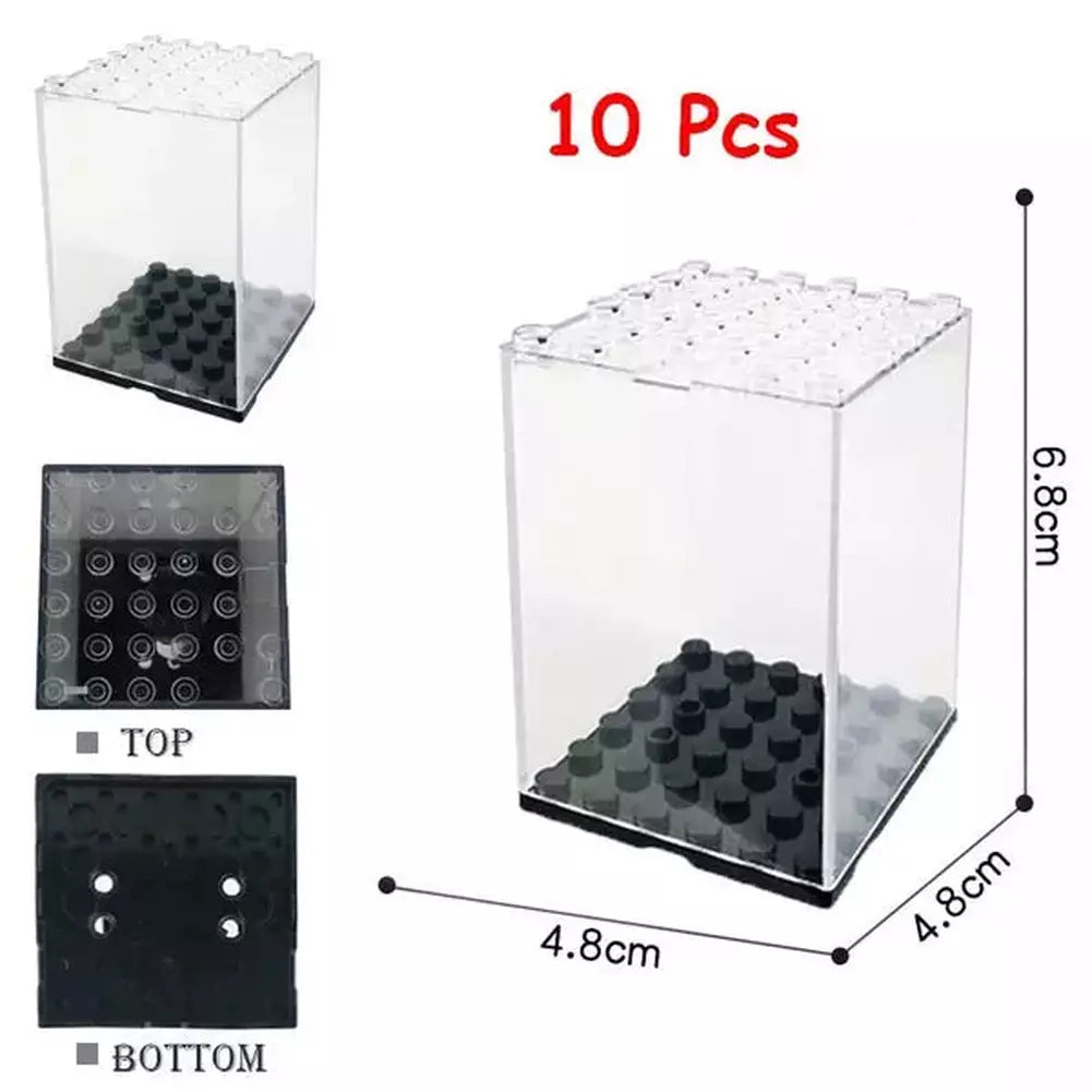 4/10Pcs set Display Case / Dust-proof / Assembly Box Case Storage Show Building Blocks Transparent Acrylic Display Box Toys Jurassic Bricks