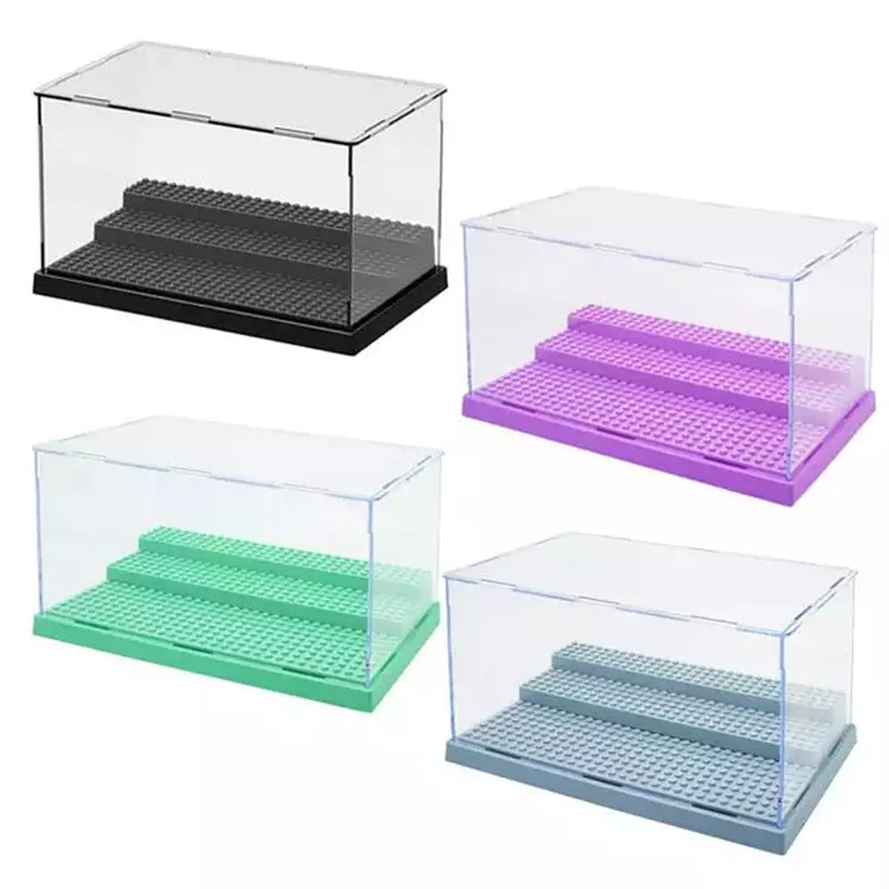 4 Colors Acrylic 3 Steps Display Case Display Box Dustproof Showcase Dust Cover Building Blocks Mini Box Display Case Bricks Jurassic Bricks