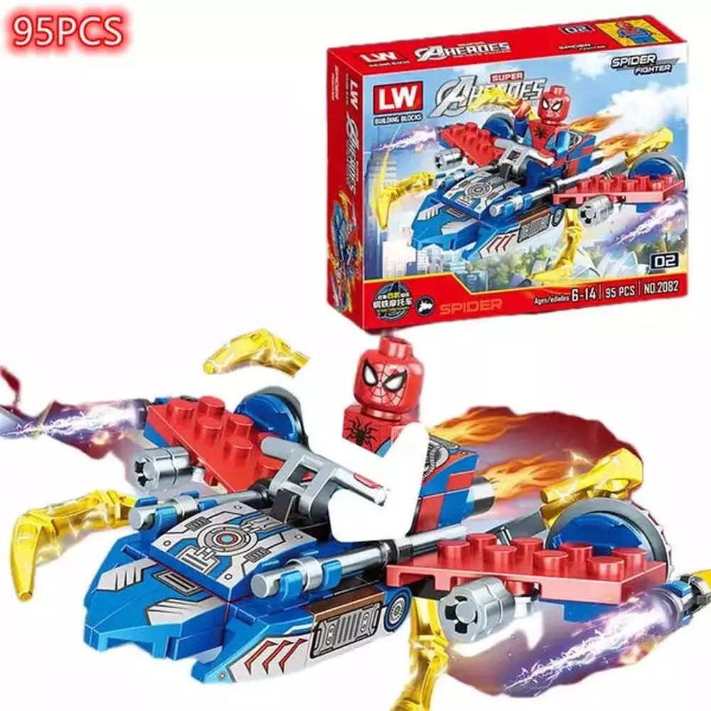 4 IN 1 Collection Marvel Superhero Series Iron Spider Bat Leader Transforming Robot Man Building Blocks Action Figures Toys Gift Jurassic Bricks