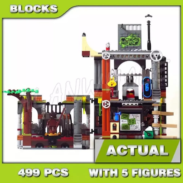 499pcs Ninja Turtle TMNT Lair Attack Master Training Dummy Lab Secret Entrance 10210 Building Block Toys Compatible With Model Jurassic Bricks