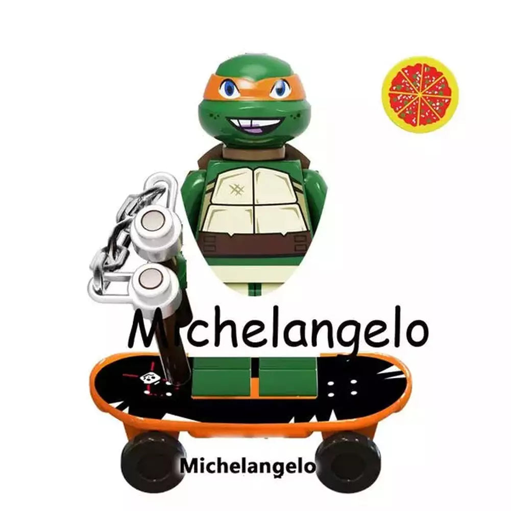 4Pcs/Set Turtles Leonardo Raphael Michelangelo Donatello Model Building Blocks Enlighten Figure Toys For Children Christmas Gift Jurassic Bricks