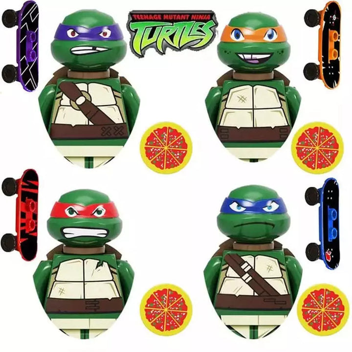 4Pcs/Set Turtles Leonardo Raphael Michelangelo Donatello Model Building Blocks Enlighten Figure Toys For Children Christmas Gift Jurassic Bricks