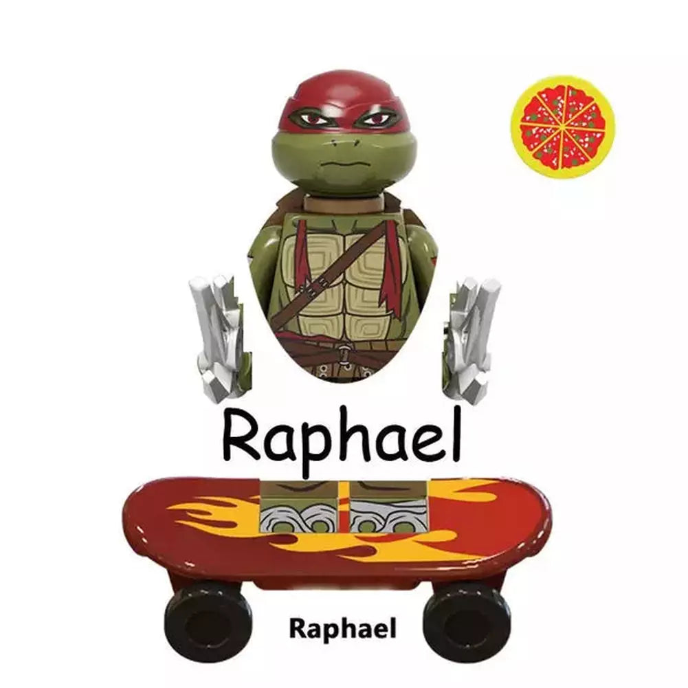 4Pcs/Set Turtles Leonardo Raphael Michelangelo Donatello Model Building Blocks Enlighten Figure Toys For Children Christmas Gift Jurassic Bricks