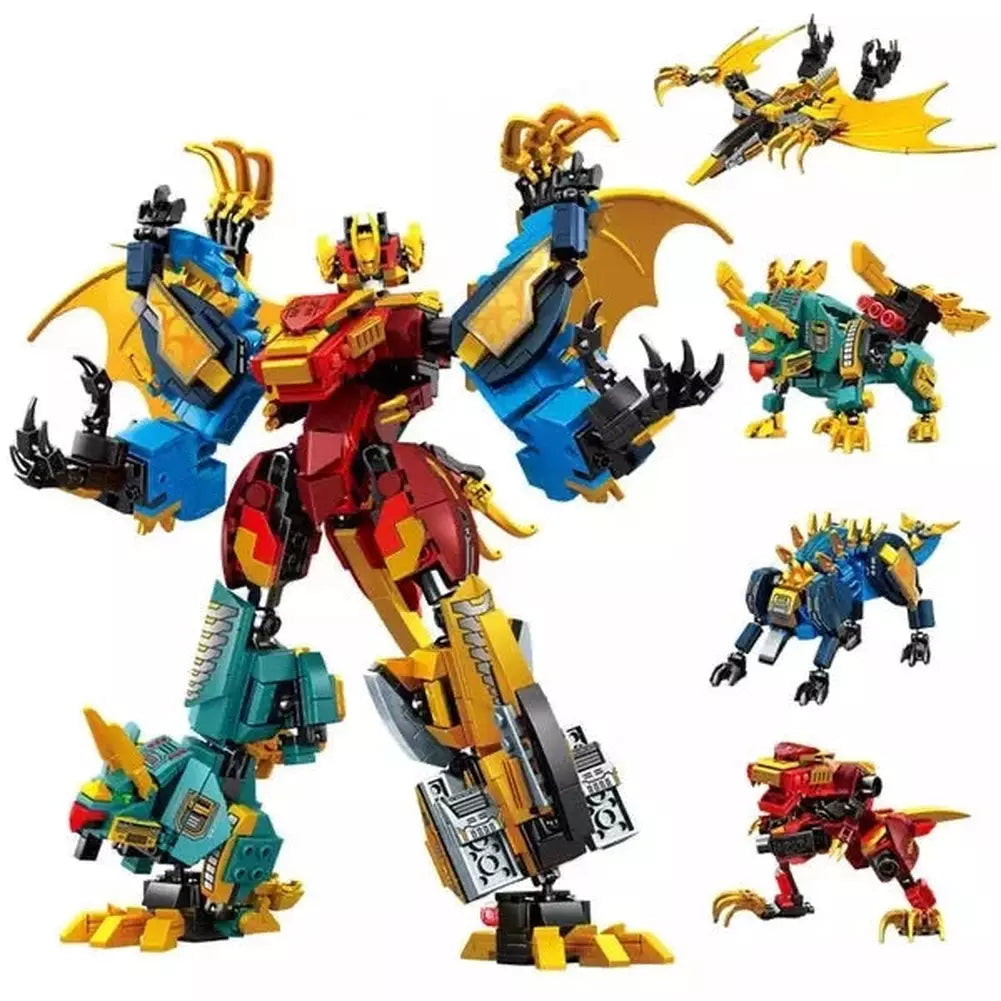 4in1 Dinosaur Mecha Transforming Robot Building Blocks Kits Jurassic Dinosaur World Model Bricks Toys For Children Gifts Jurassic Bricks