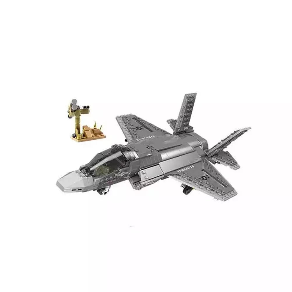 MOC NON LEGO 600pcs+ F35 Fighter Assemble Airplane Model Bricks Toys Building block Tool Sets Combat Aircraft Compatible with Blocks