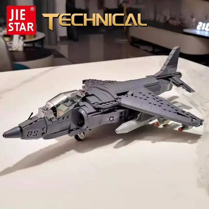 MOC NON LEGO 61052 Moc High-tech Soldier AV-8II Harrier Attack Aircraft Brick WWII Technical Model Building Blocks  Toys 807pcs