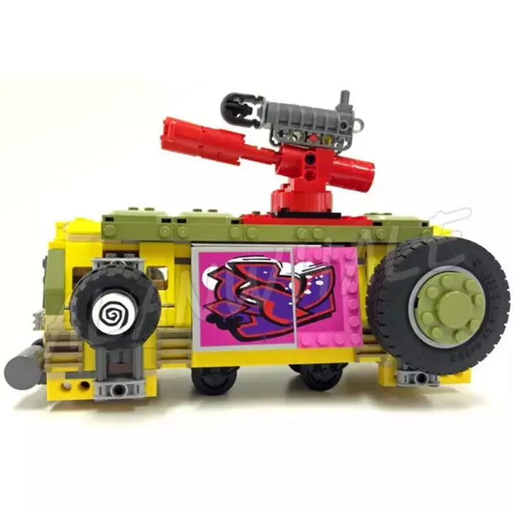 627pcs Ninja Turtle TMNT Shellraiser Street Chase Pizza Delivery Van Rising Wheel 10211 Building Block Toys Compatible With Model K&B Brick Store