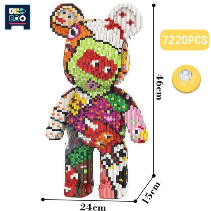 MOC NON LEGO 7220PCS Half Anatomy Bear Nano Building Blocks Cartoon Color With Drawer Model Creative Micro Diamond Bricks toys