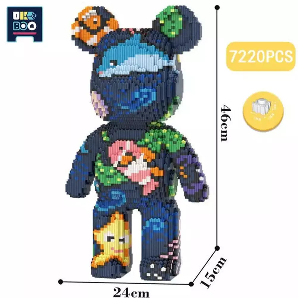 7220PCS Half Anatomy Bear Nano Building Blocks Cartoon Colour With Drawer Model Creative Micro Diamond Bricks Toys For Children Jurassic Bricks