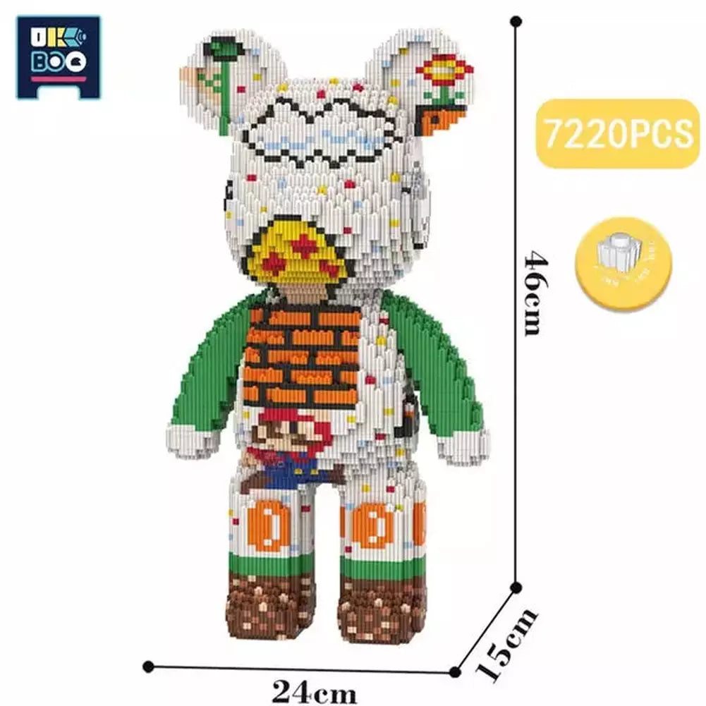 7220PCS Half Anatomy Bear Nano Building Blocks Cartoon Colour With Drawer Model Creative Micro Diamond Bricks Toys For Children Jurassic Bricks