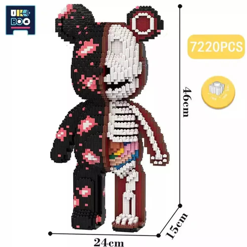 7220PCS Half Anatomy Bear Nano Building Blocks Cartoon Colour With Drawer Model Creative Micro Diamond Bricks Toys For Children K&B Brick Store