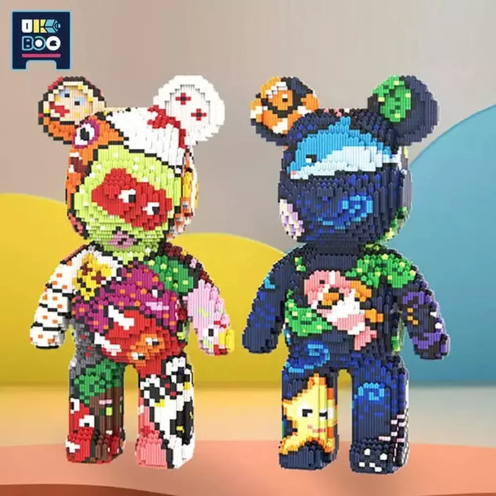 7220PCS Half Anatomy Bear Nano Building Blocks Cartoon Colour With Drawer Model Creative Micro Diamond Bricks Toys For Children K&B Brick Store