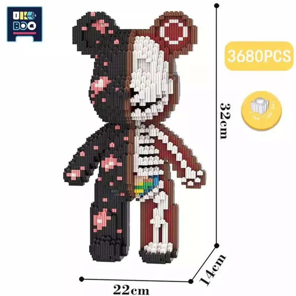 7220PCS Half Anatomy Bear Nano Building Blocks Cartoon Colour With Drawer Model Creative Micro Diamond Bricks Toys For Children K&B Brick Store