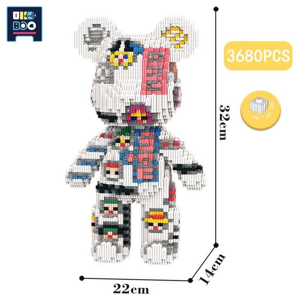 MOC NON LEGO 7220PCS Half Anatomy Bear Nano Building Blocks Cartoon Color With Drawer Model Creative Micro Diamond Bricks toys