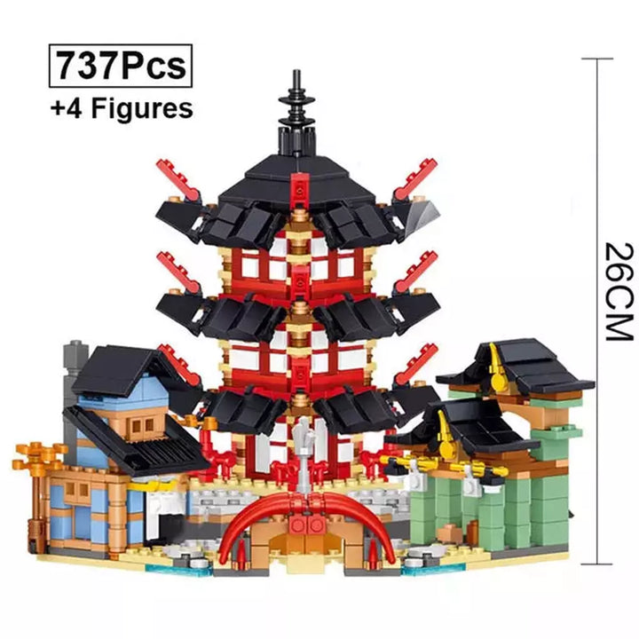 MOC NON LEGO 810Pcs Temple Set Diy Compatible Airjitzu Smaller Version Building Blocks Bricks Toy for   6 Dolls