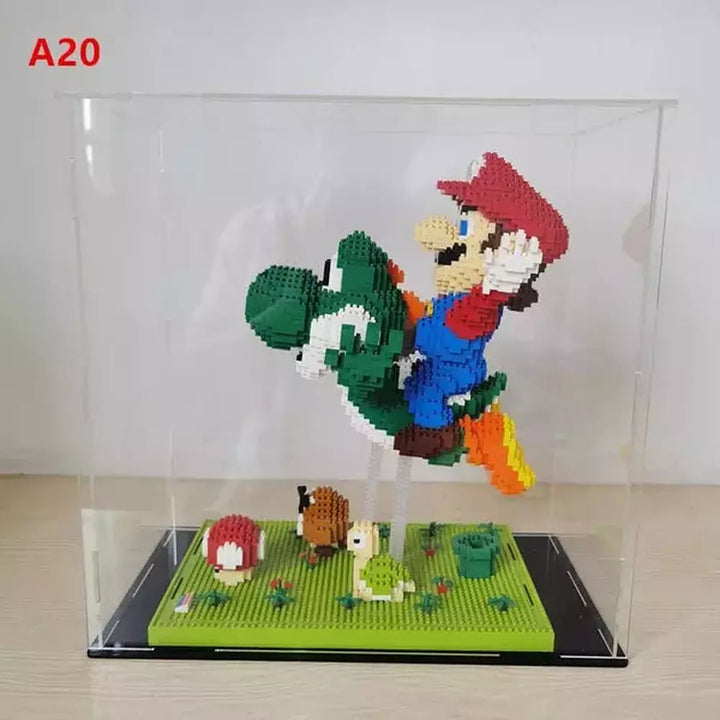 *A* 36 Styles Transparent Acrylic Display Box For Micro Building Blocks Dustproof Mini Bricks Toy Collection Showcase Box (No Model) Jurassic Bricks