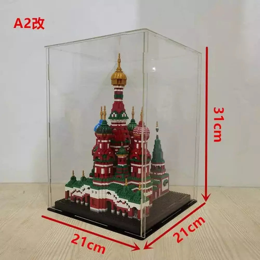 *A* 36 Styles Transparent Acrylic Display Box For Micro Building Blocks Dustproof Mini Bricks Toy Collection Showcase Box (No Model) Jurassic Bricks